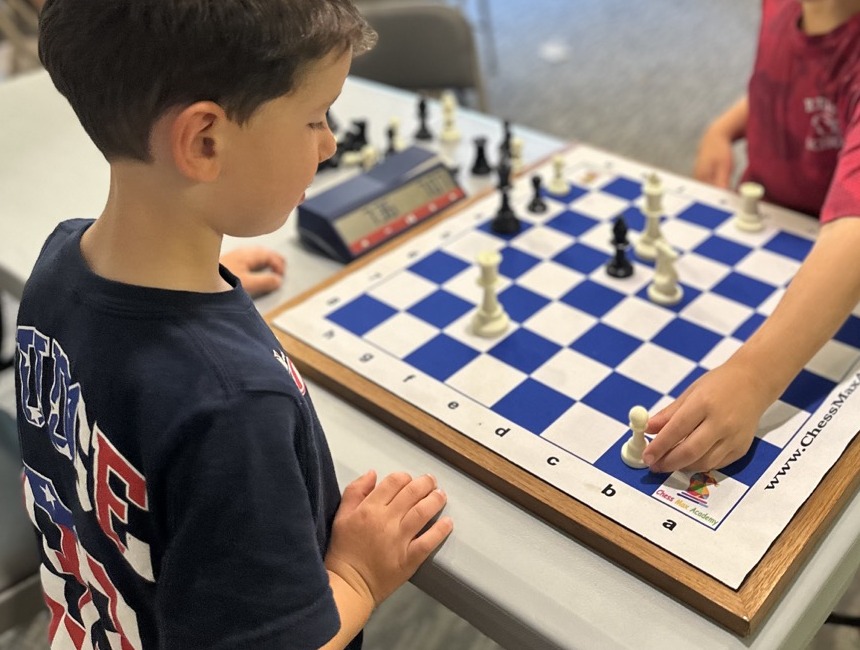 Practice game with a chess clock during summer camp