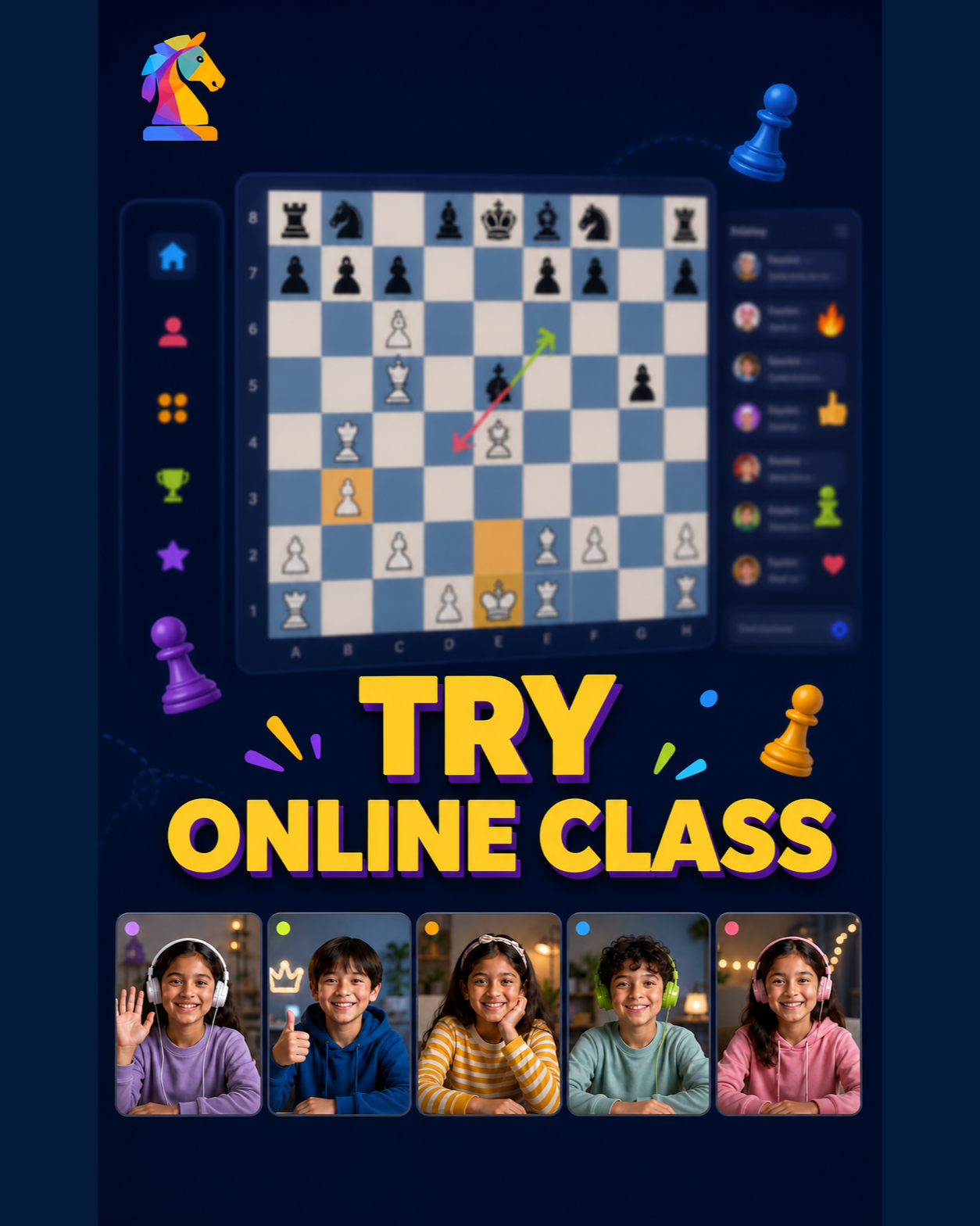 Illustration of an online chess lesson